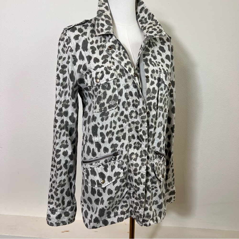 Lily Aldridge for Velvet Leopard Print Utility Jacket Women Size M Safari Style